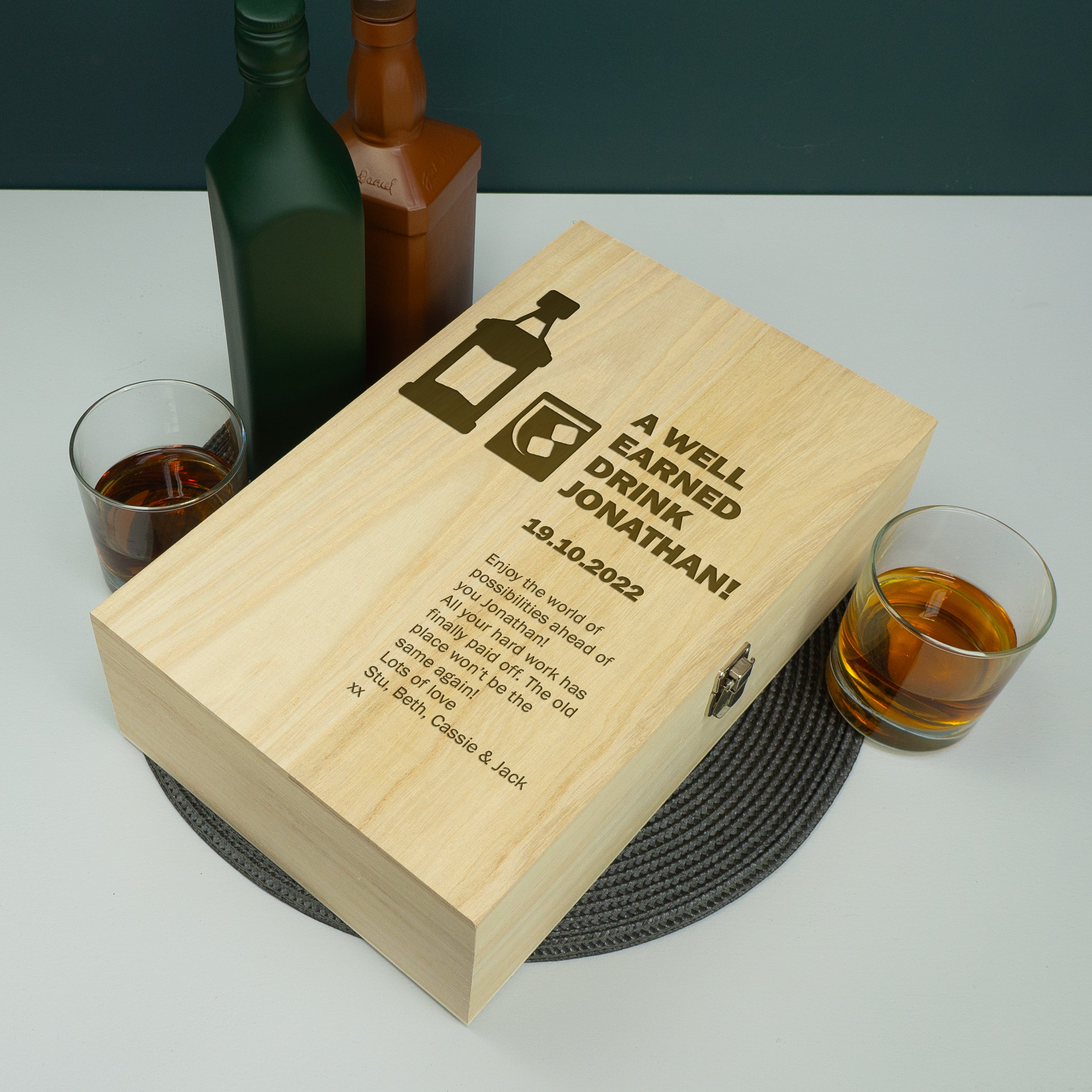 Personalised twin champagne bottle presentation box