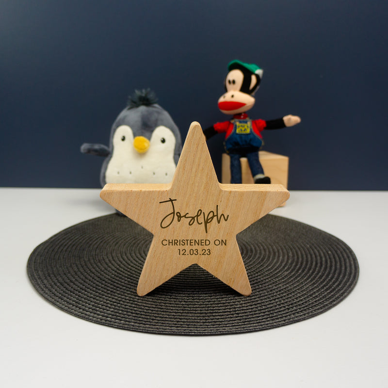 Christening baptism personalised name plaque gift. Nursery shelf decoration