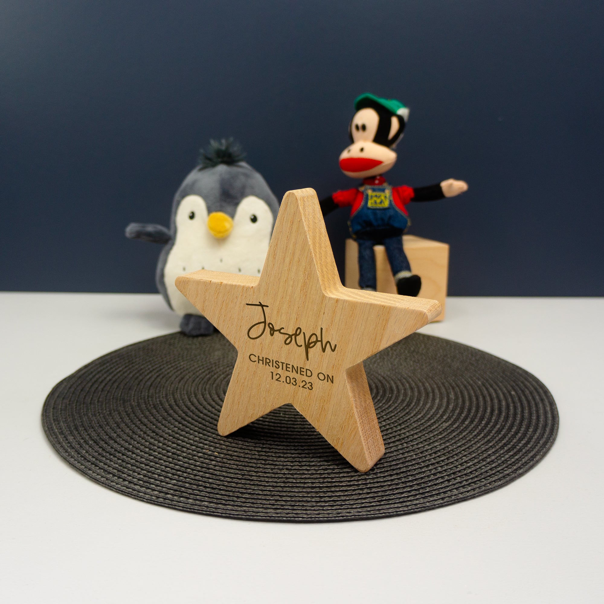 Christening baptism personalised name plaque gift. Nursery shelf decoration