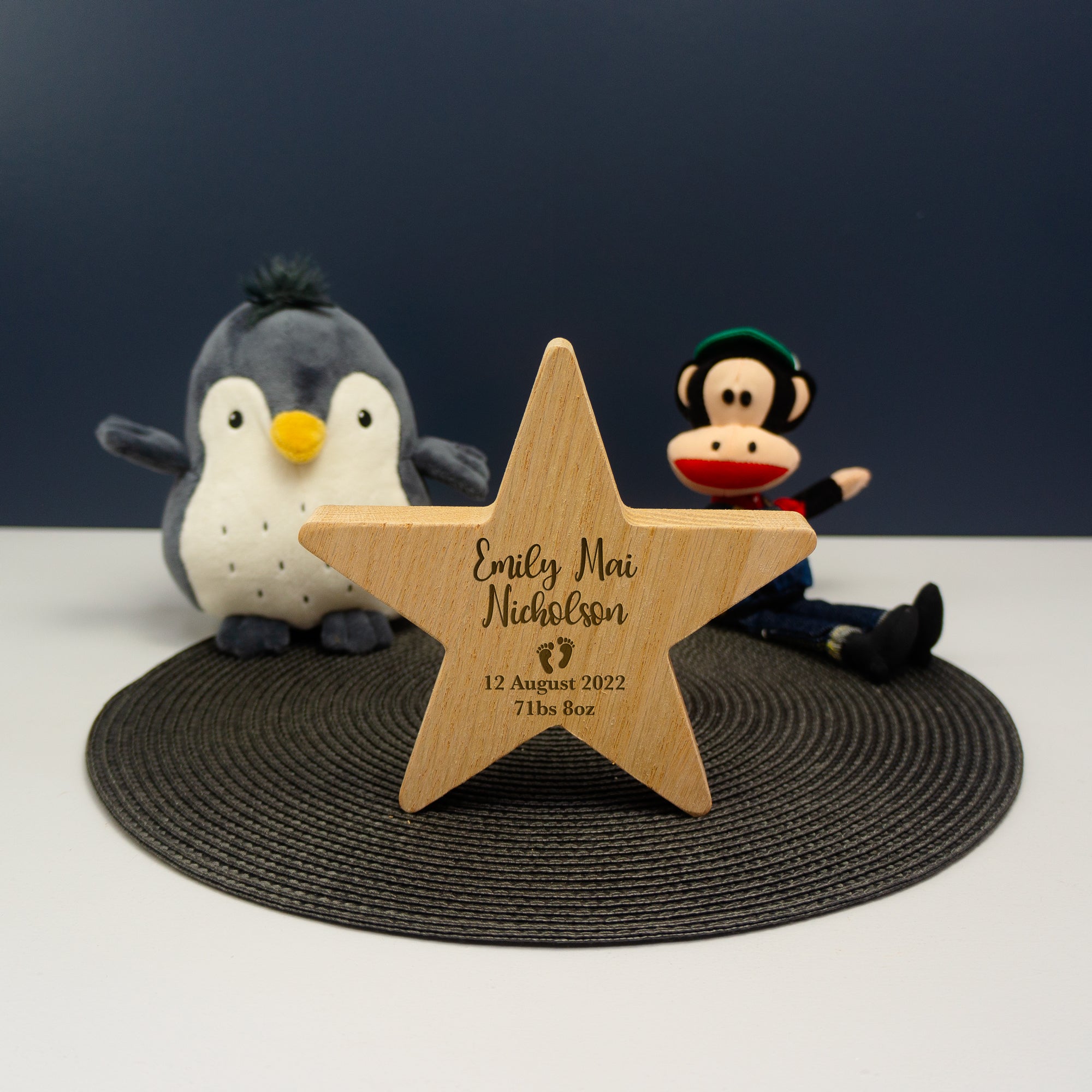 Newborn baby annoucement plaque name sign. Personalised wooden christening baptism gift Nursery shelf decoration New parents gift keepsake