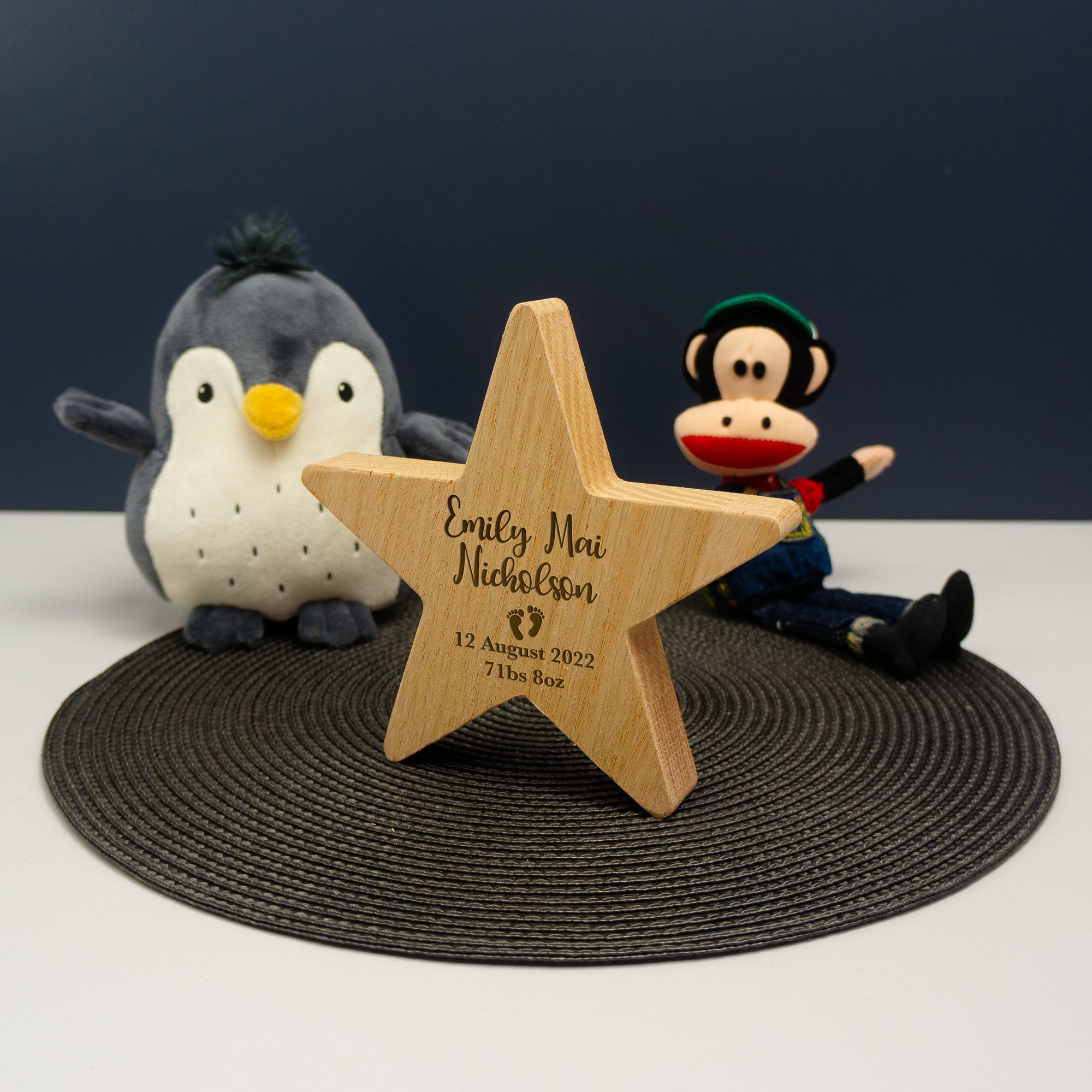 Newborn baby annoucement plaque name sign. Personalised wooden christening baptism gift Nursery shelf decoration New parents gift keepsake