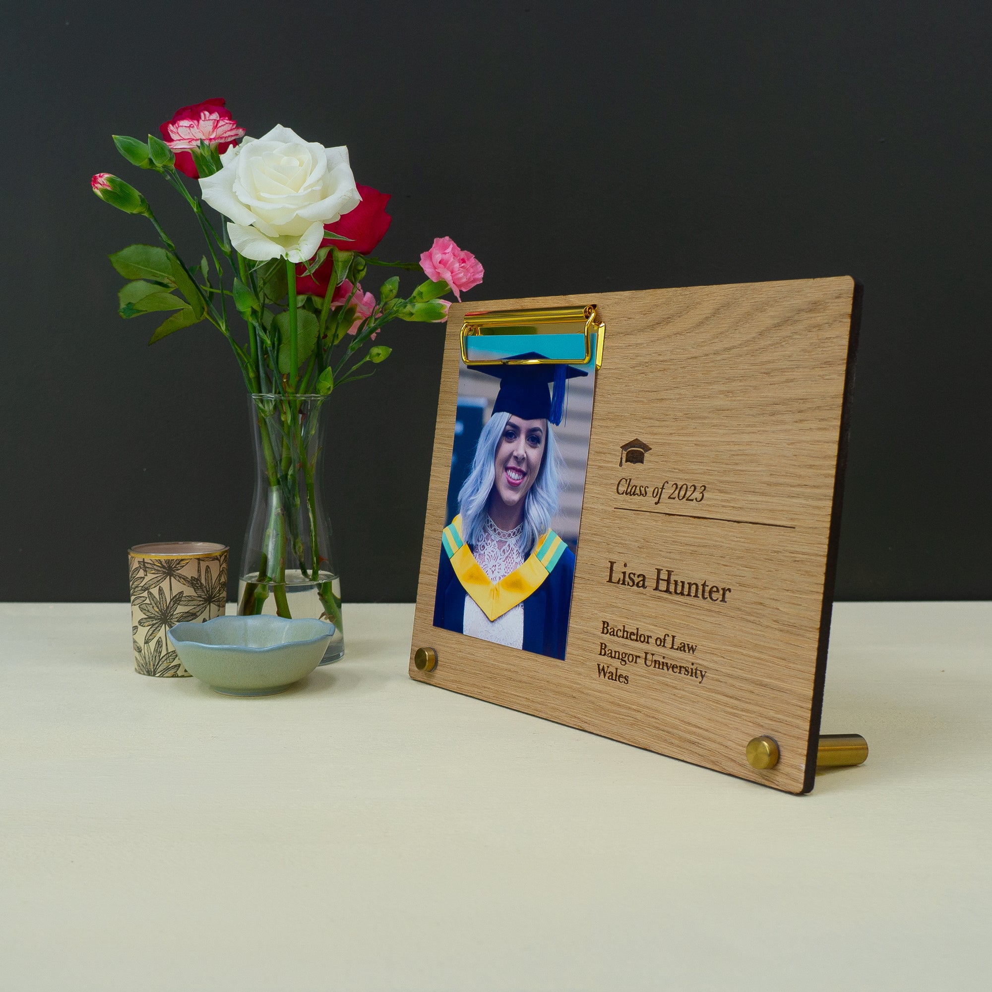 Personalised graduation photo clipboard frame. Gift for college university students