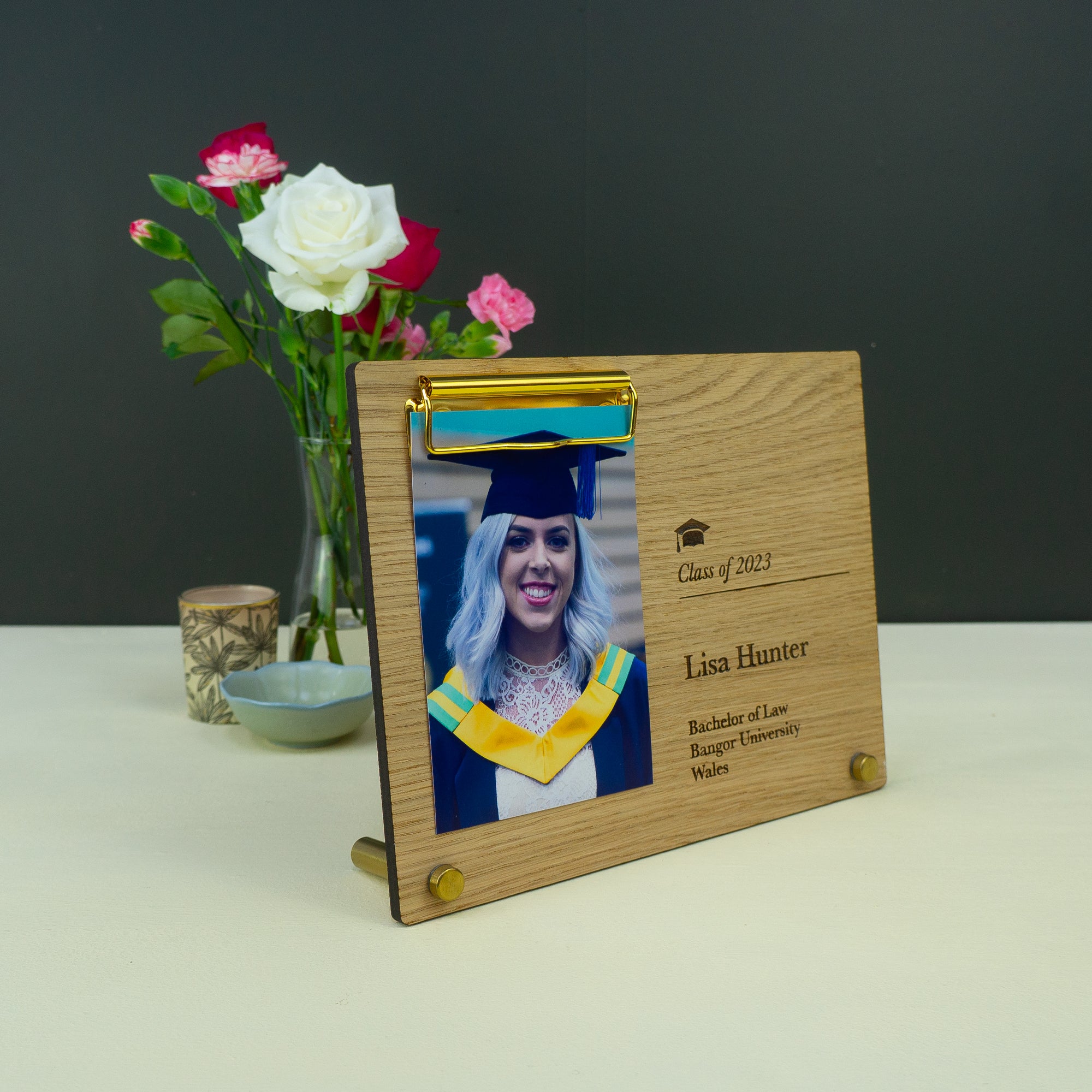 Personalised graduation photo clipboard frame. Gift for college university students