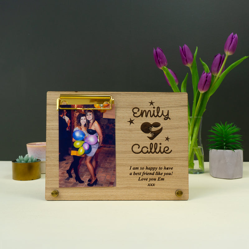 Best friends custom photo frame. Personalised wooden freestanding picture frame