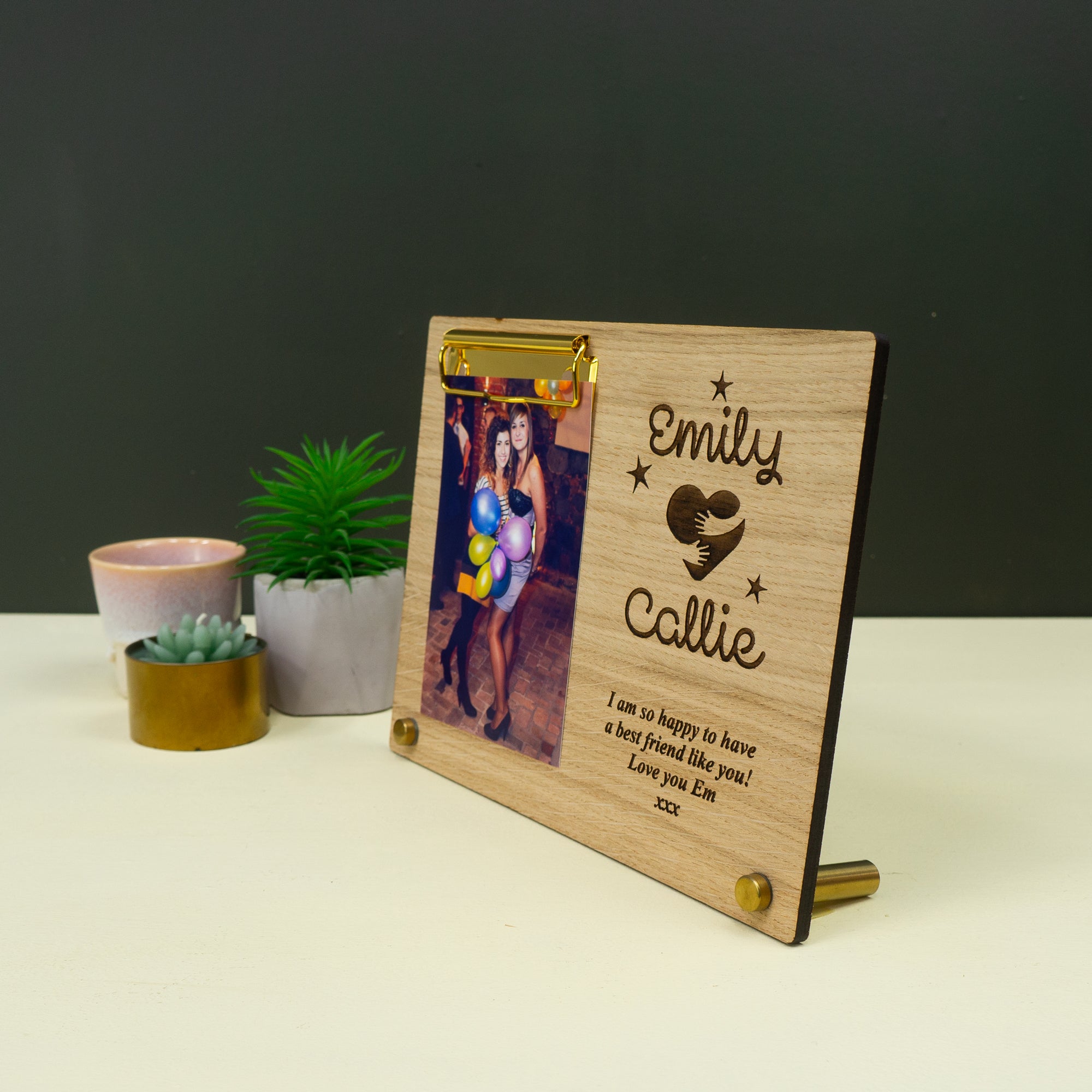 Best friends custom photo frame. Personalised wooden freestanding picture frame