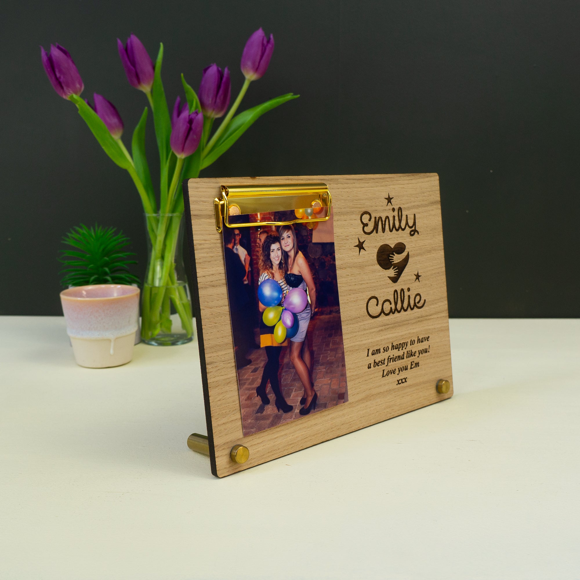 Best friends custom photo frame. Personalised wooden freestanding picture frame