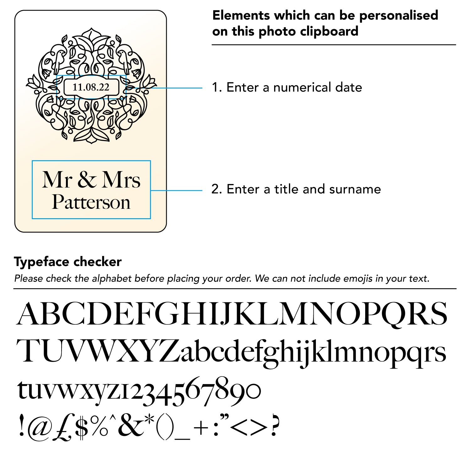 Custom wedding wooden photo frame. Custom engraved freestanding picture display board for newly wed couples