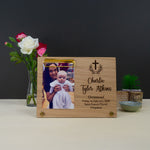 Custom made christening photo frame. Personalised baptism keepsake photo gift