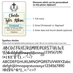 Custom made christening photo frame. Personalised baptism keepsake photo gift