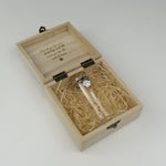 Personalised dog memorial box. Pet dog loss gift. Custom engraved memory box with fur keepsake bottle.