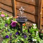 Christian cross memorial plaque Personalised solar powered outdoor LED sign