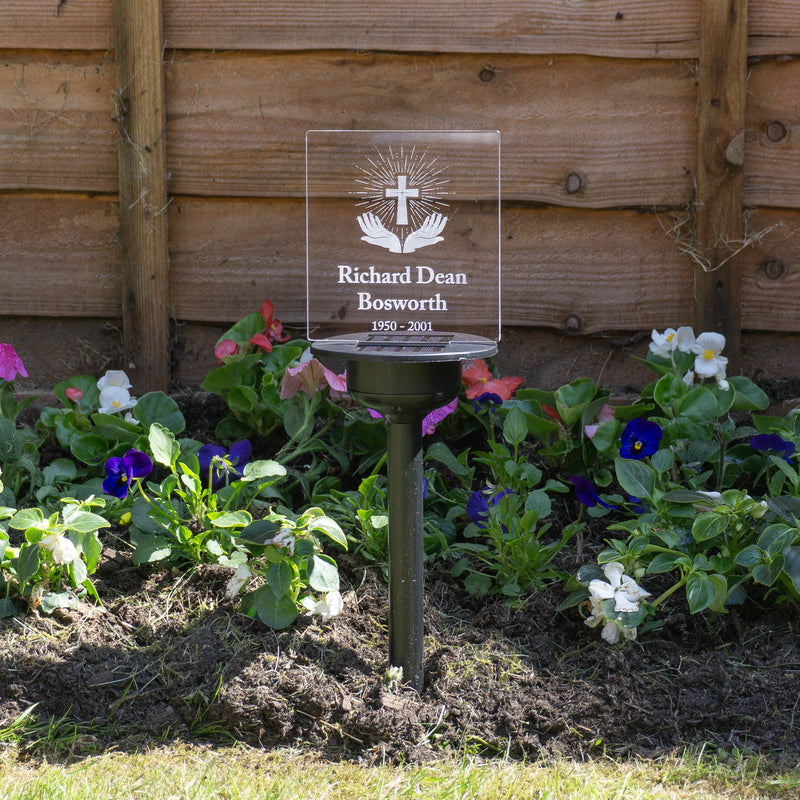 Custom solar power LED garden memorial sign