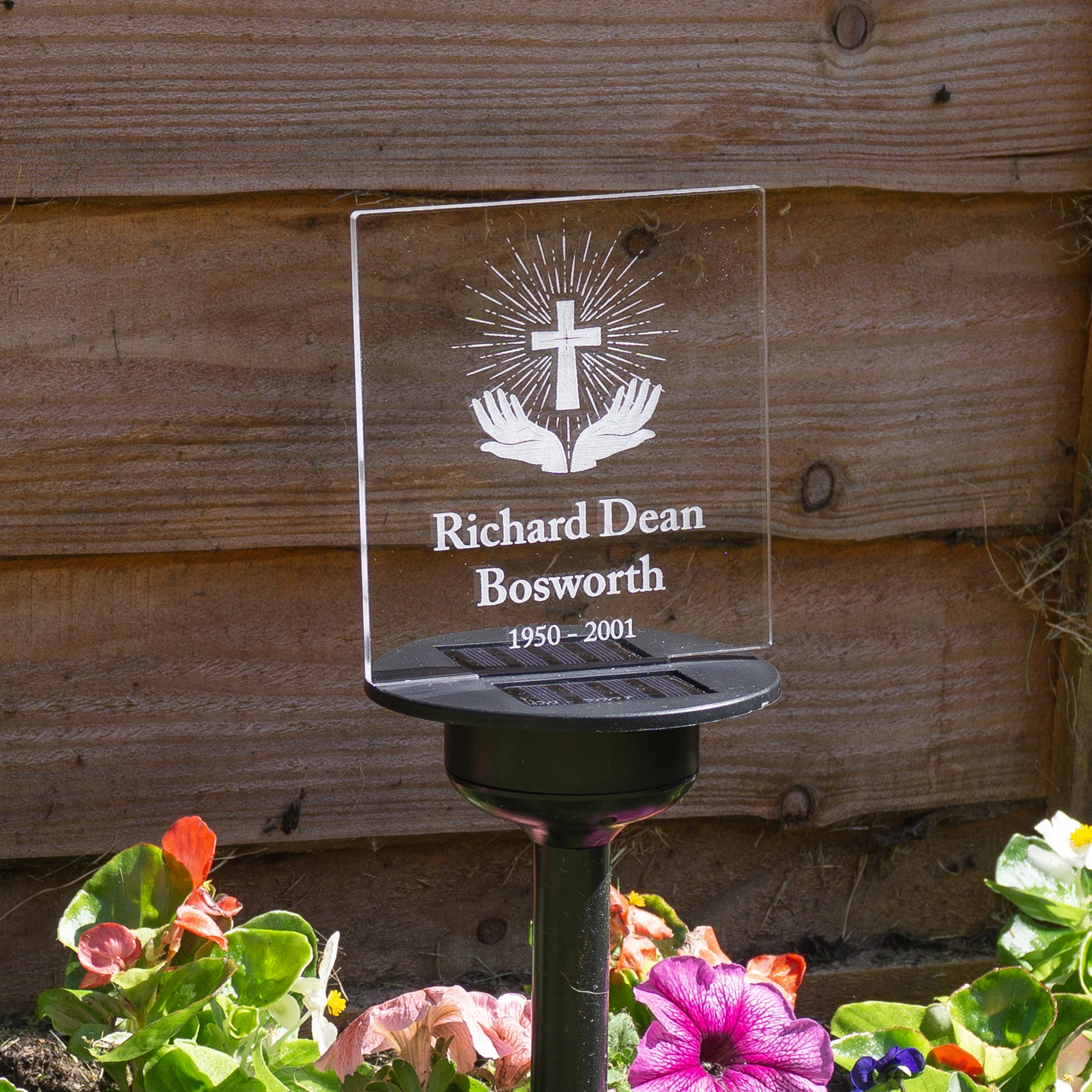 Custom solar power LED garden memorial sign