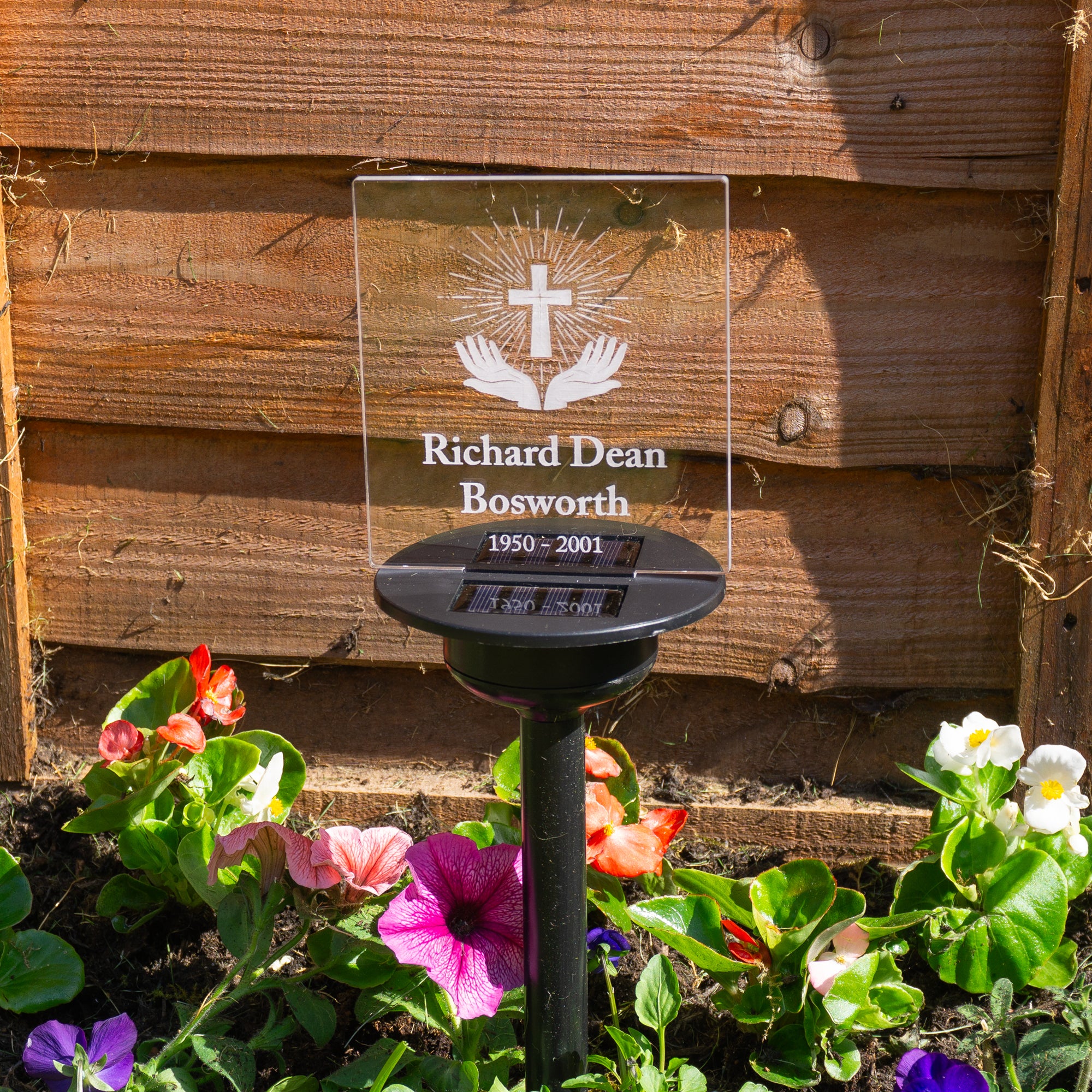 Custom solar power LED garden memorial sign