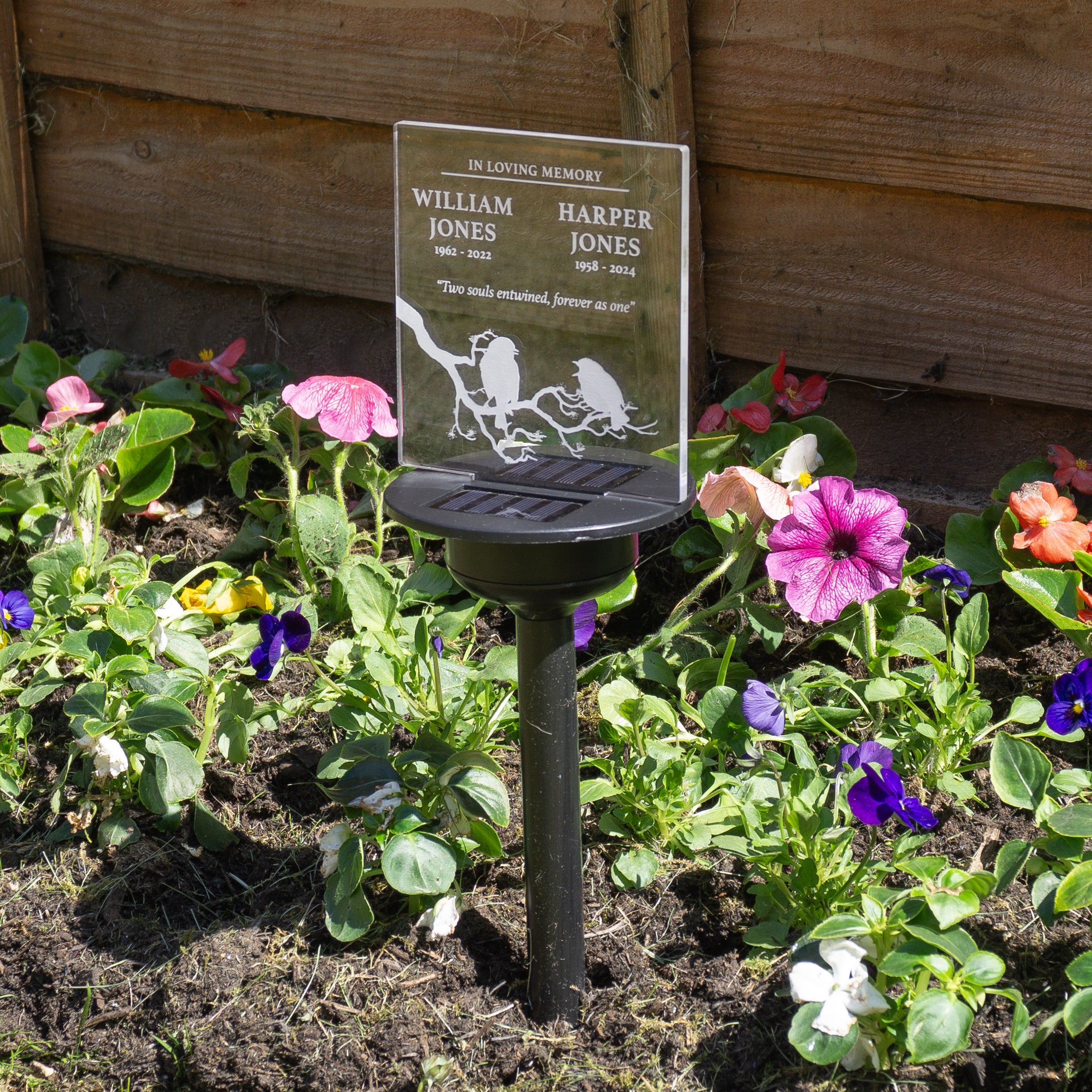 Custom made remembrance gift for couples parents Light up LED garden cemetery name plaque