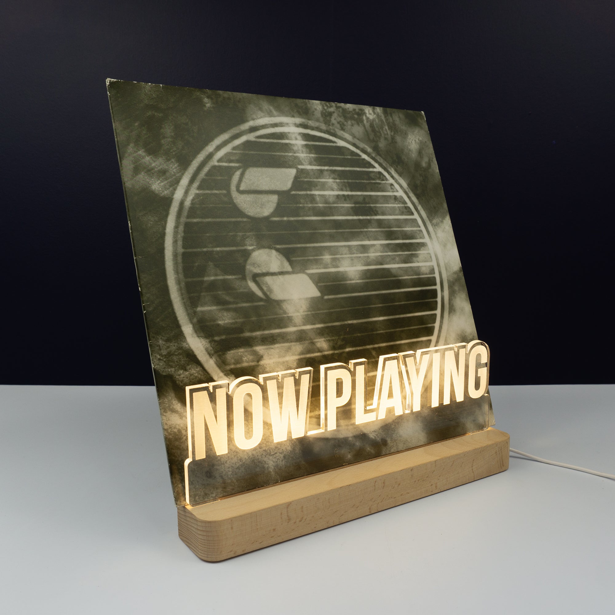 Personalised 'Now Playing' LED vinyl record sign.