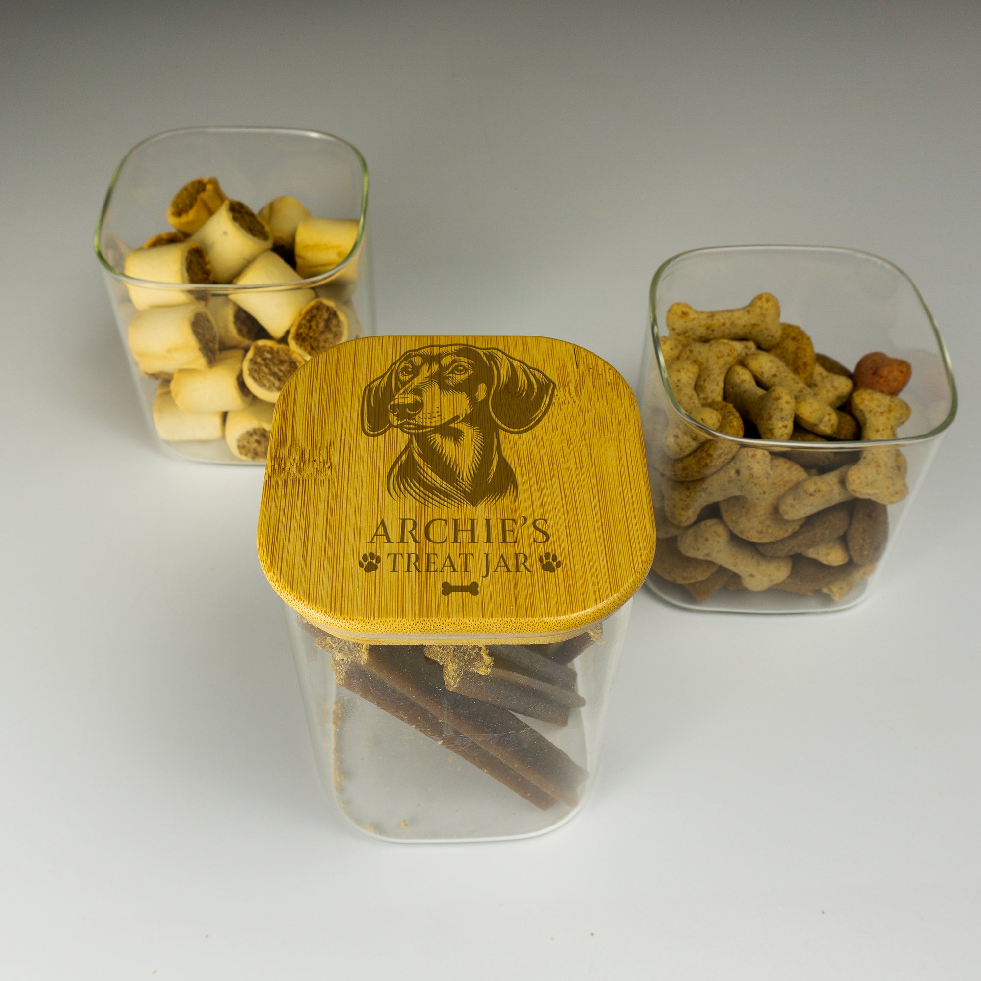 Personalised Dachshund Dog Treat Jar. Sausage Dog Biscuit Storage Container