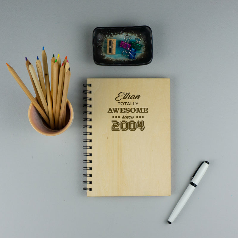 Personalised 21st Birthday present. Custom engraved spiral bound note book sketchbook