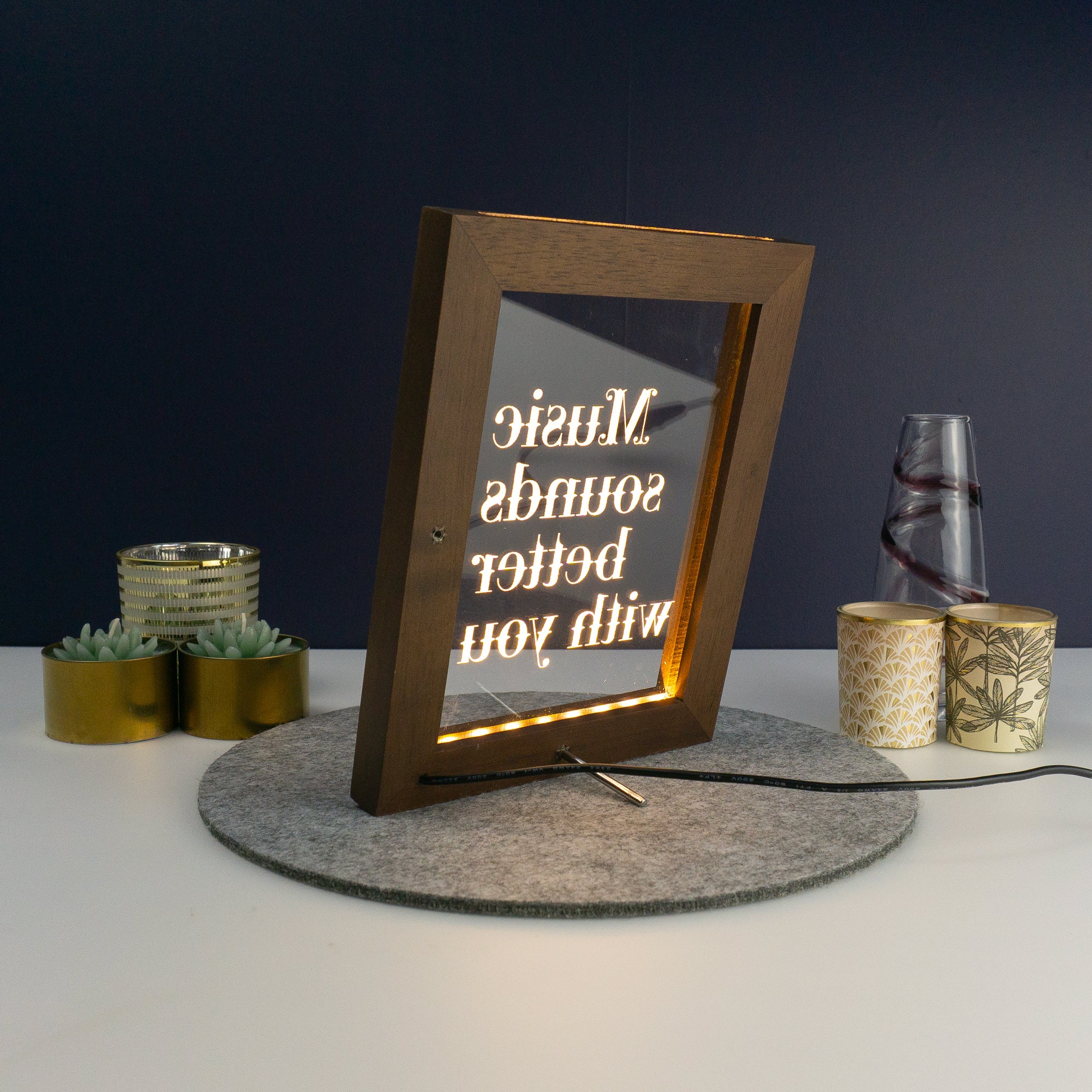 Music sounds better with you. Inspiration quote light up picture