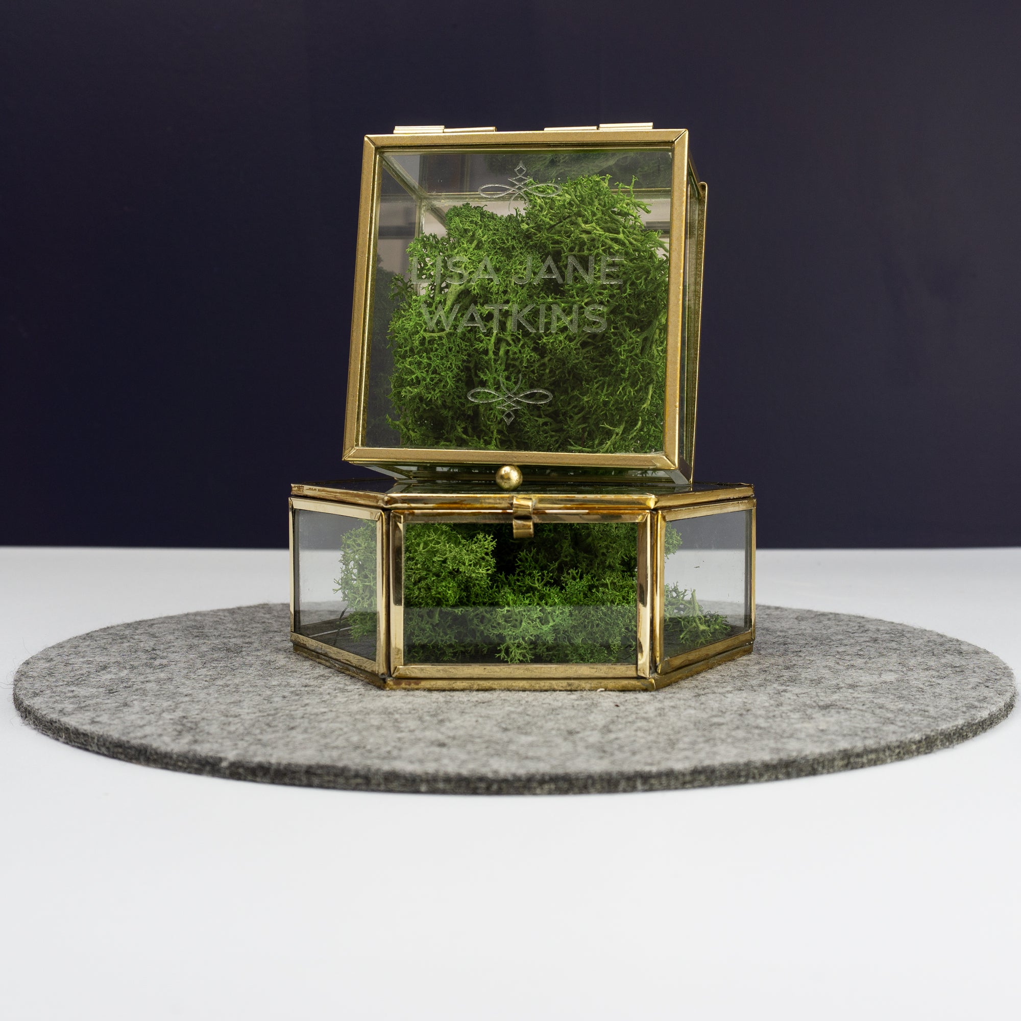 Personalised glass and metal trinket box