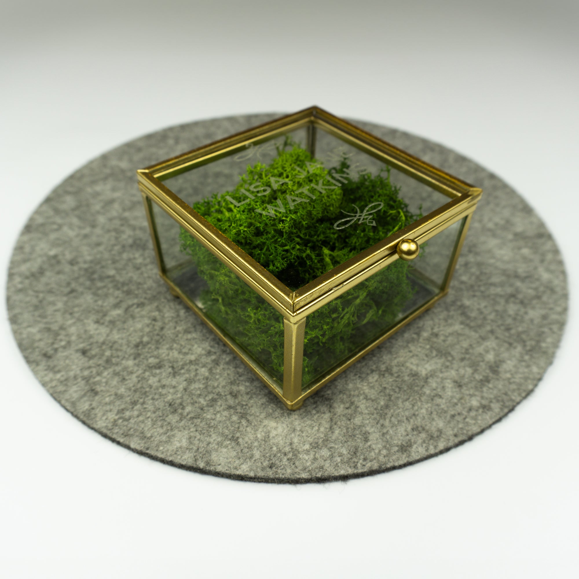 Personalised glass and metal trinket box