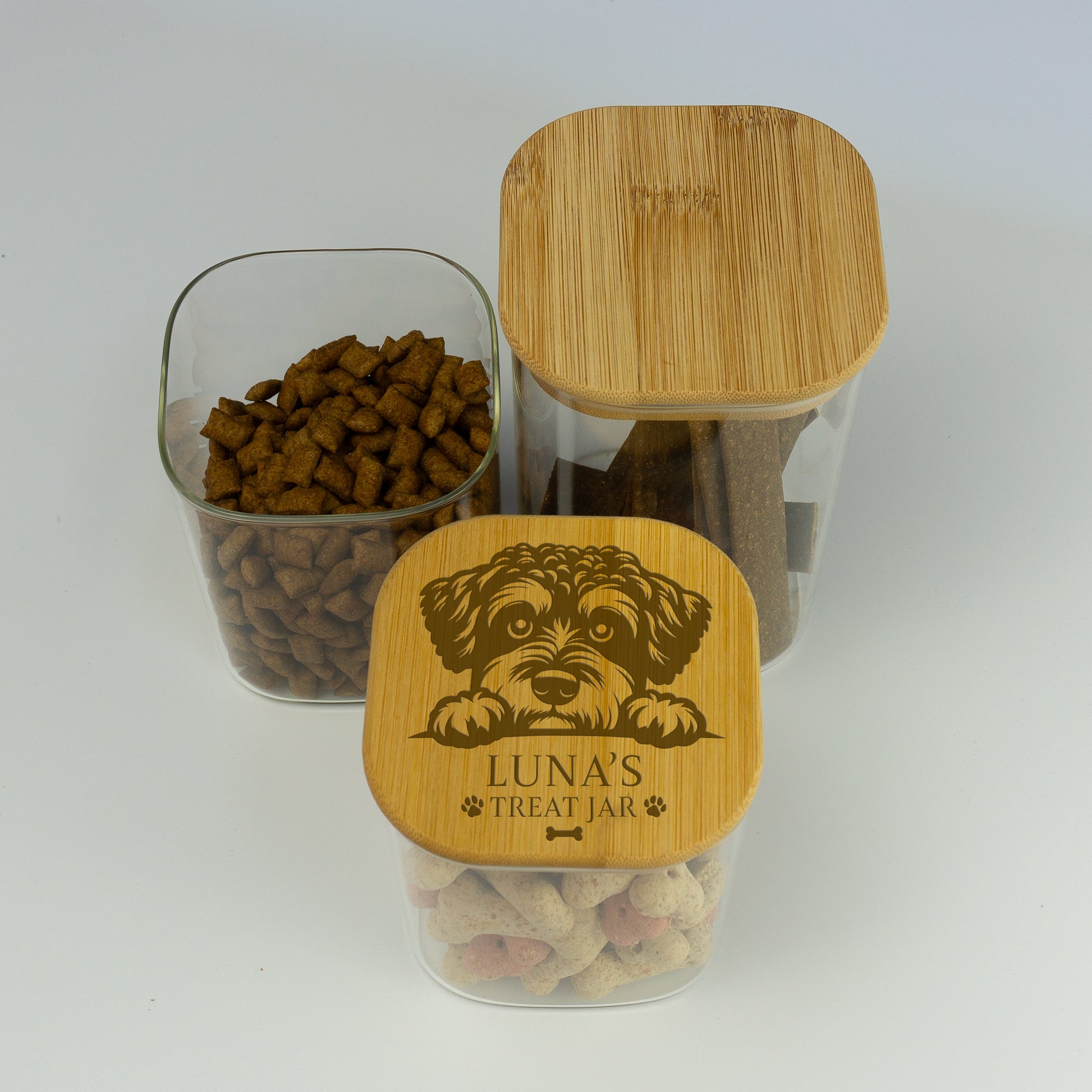 Personalised Schnoodle Dog Treat Jar | Schnauzer Cross Biscuit container