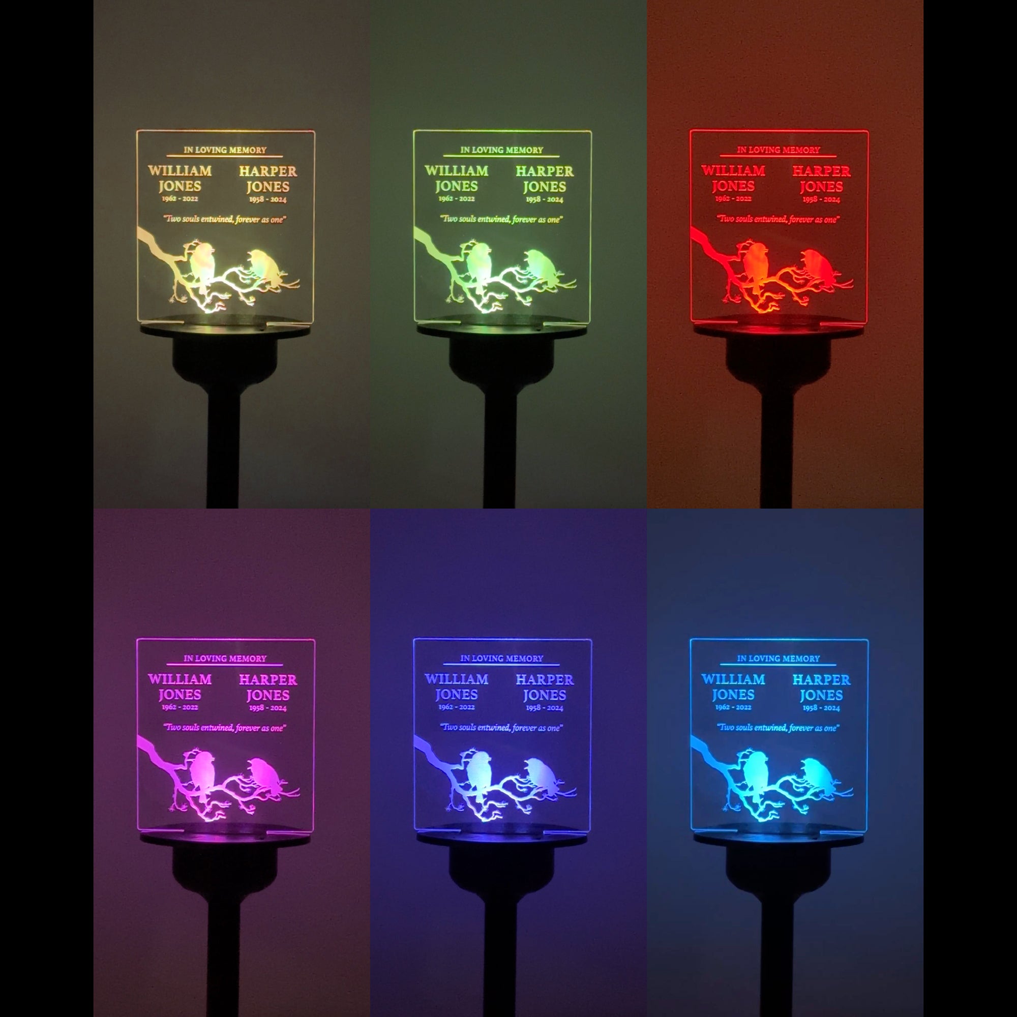 Custom made remembrance gift for couples parents Light up LED garden cemetery name plaque