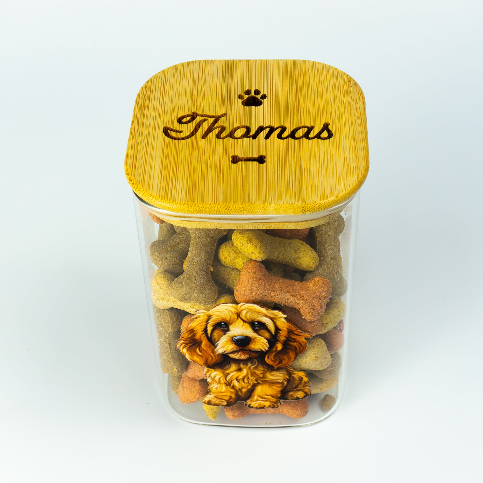 Personalised Doodle dog food jar