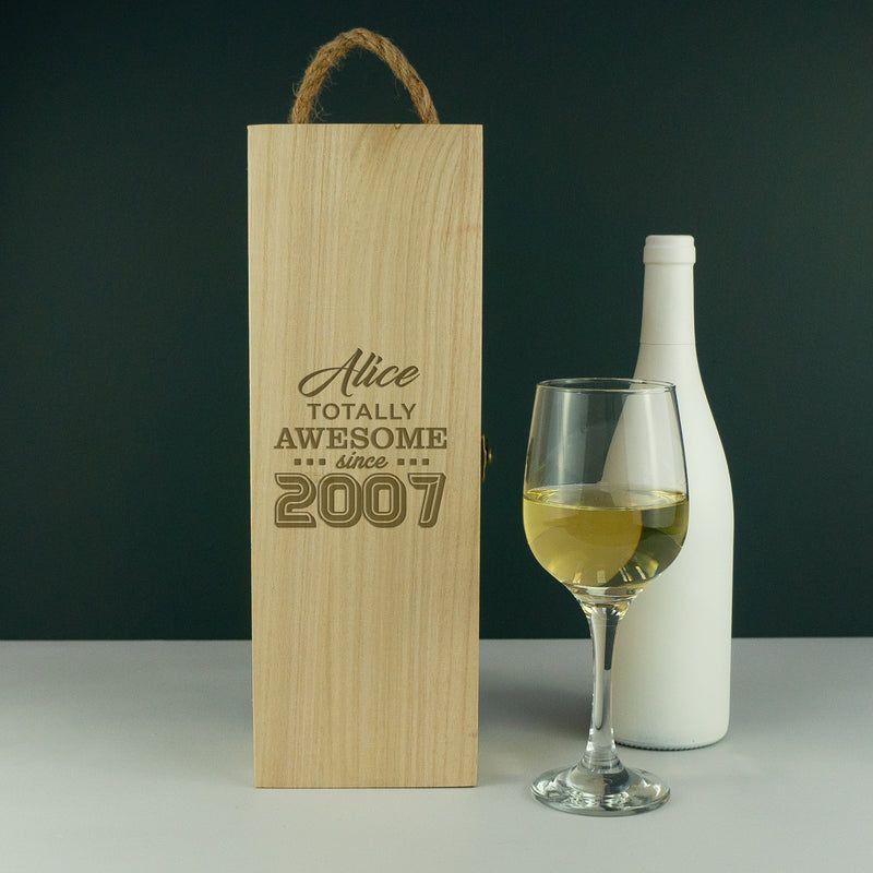 Personalised 18th Birthday present custom engraved wood champagne gifting box