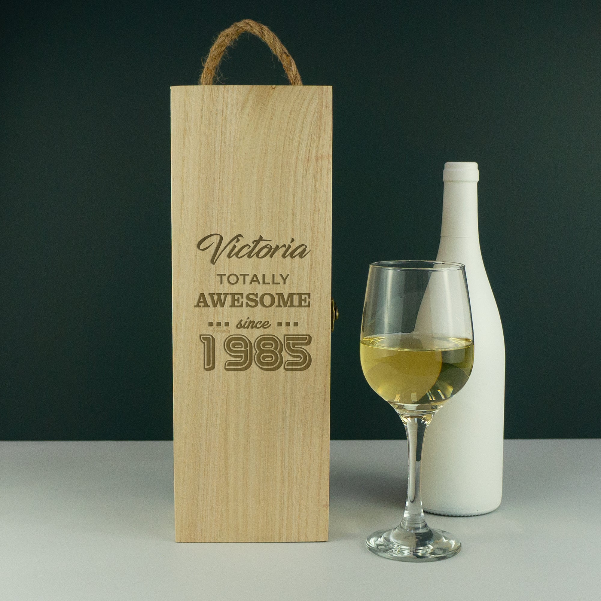 Personalised 40th Birthday present custom engraved wood champagne gifting box