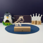 Personalised bedroom name sign. Light up baby football giraffe LED decor