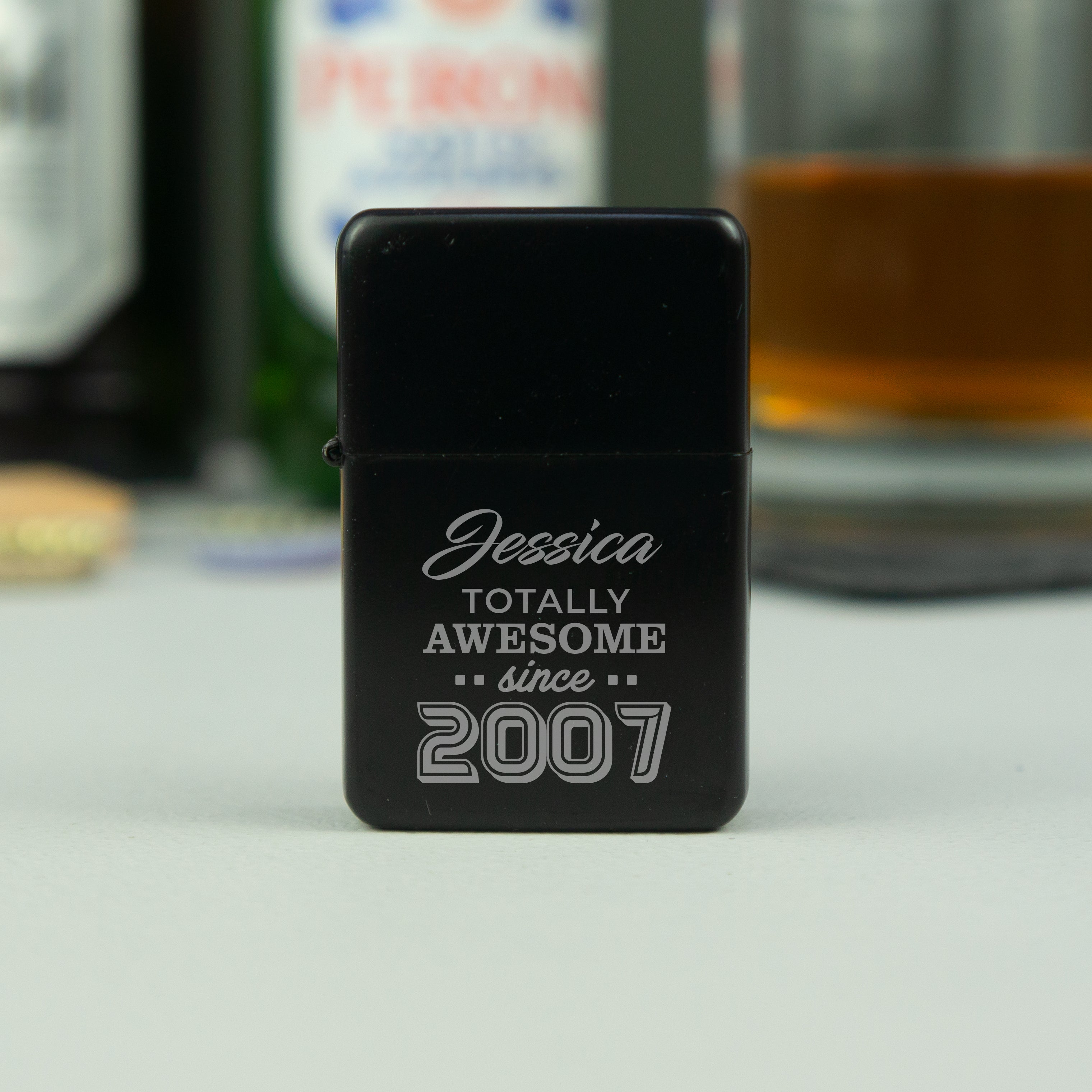 Personalised 18th Birthday Gift. Custom engraved slate drinks coaster, lighter or beer bottle opener