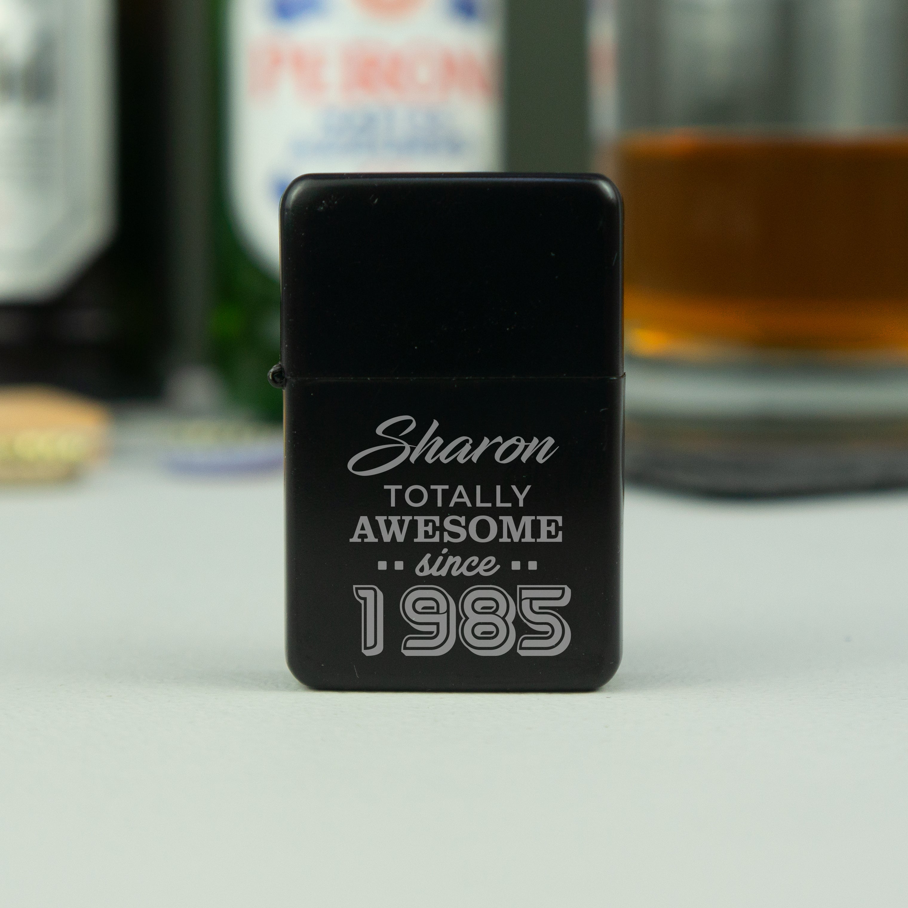Personalised 40th Birthday Gift. Custom engraved slate drinks coaster, lighter or beer bottle opener
