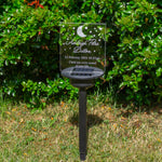 Child loss born sleeping remembrance gift. Solar powered light up outdoor LED sign for memory garden. Graveside cemetery decoration