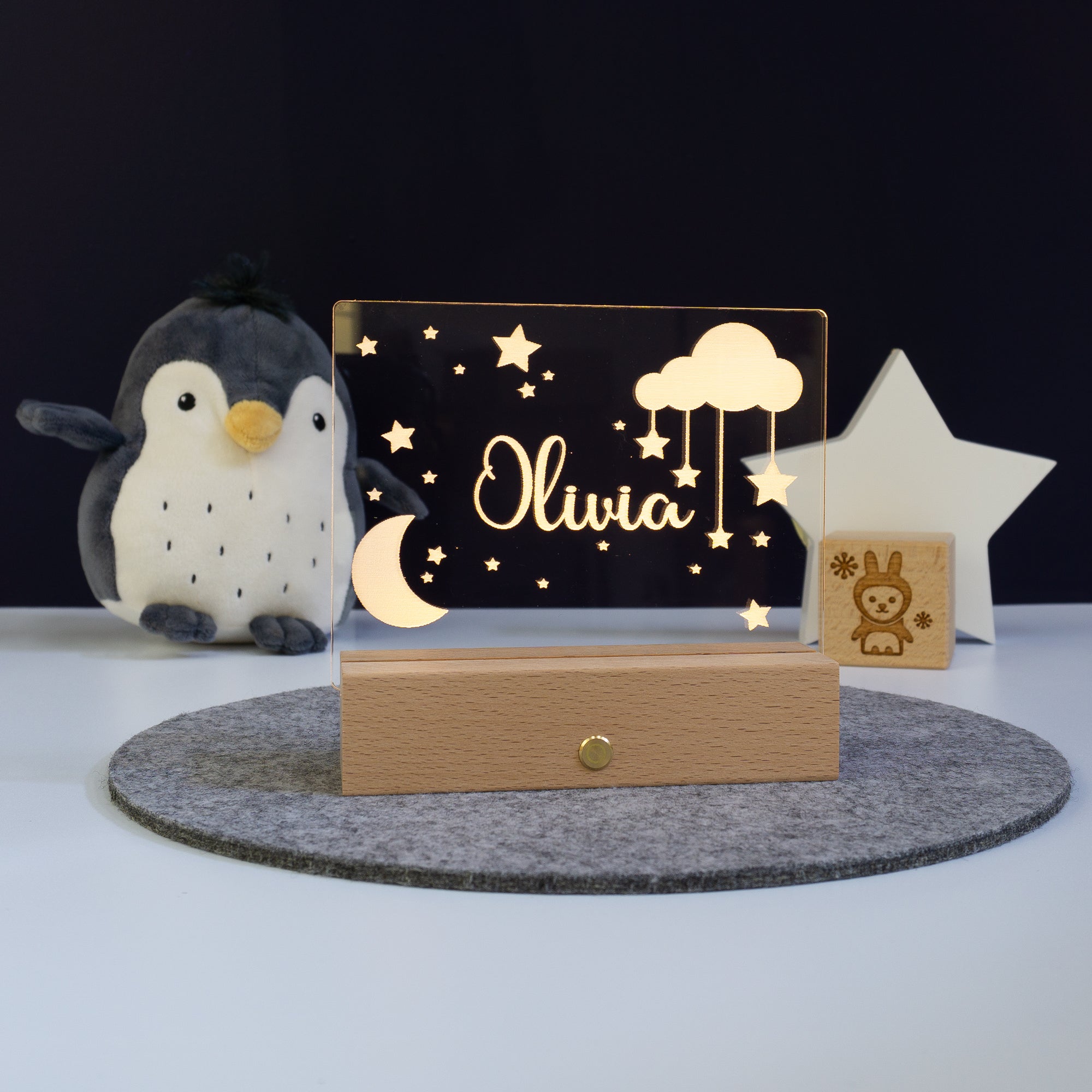 Personalised moon and star night light