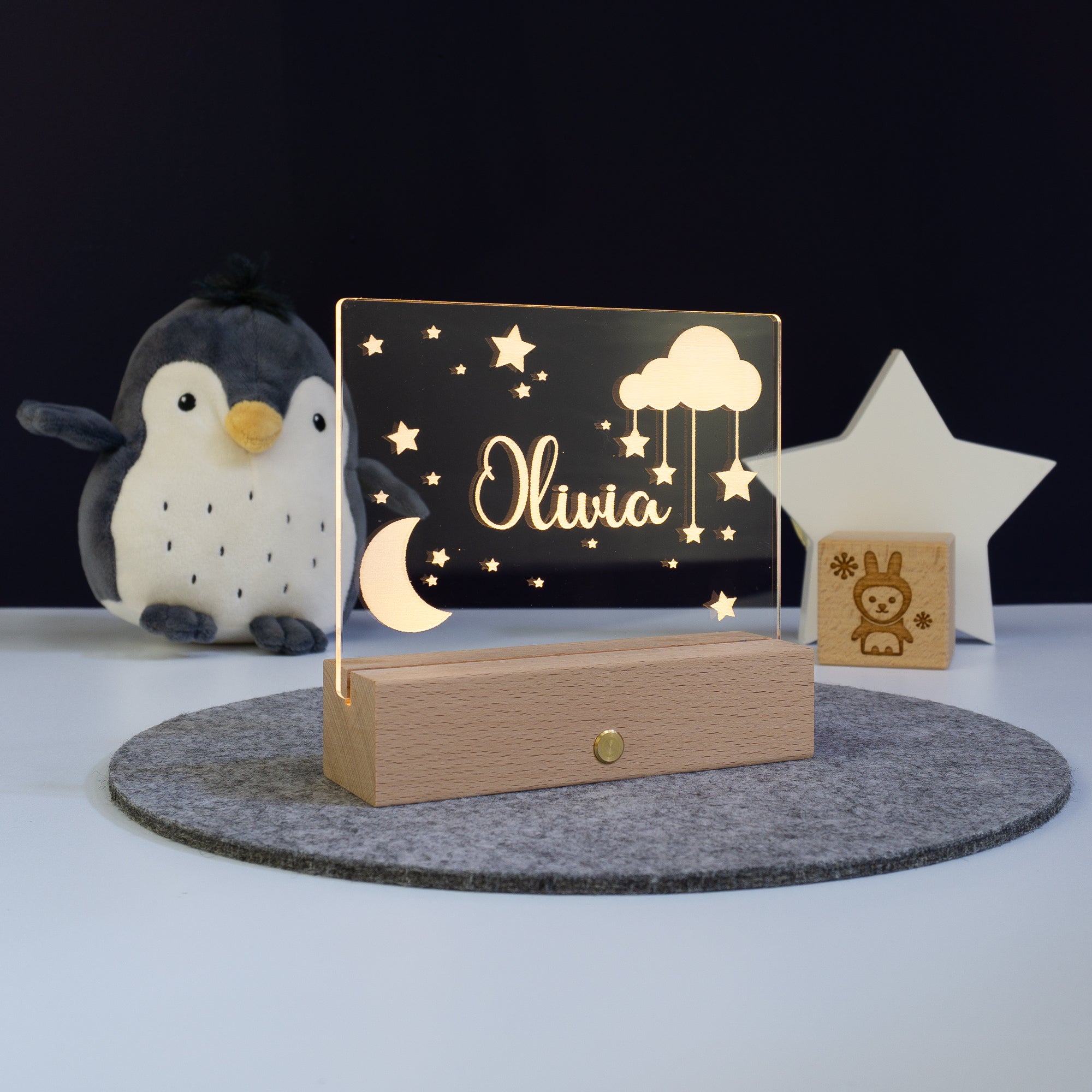 Personalised moon and star night light