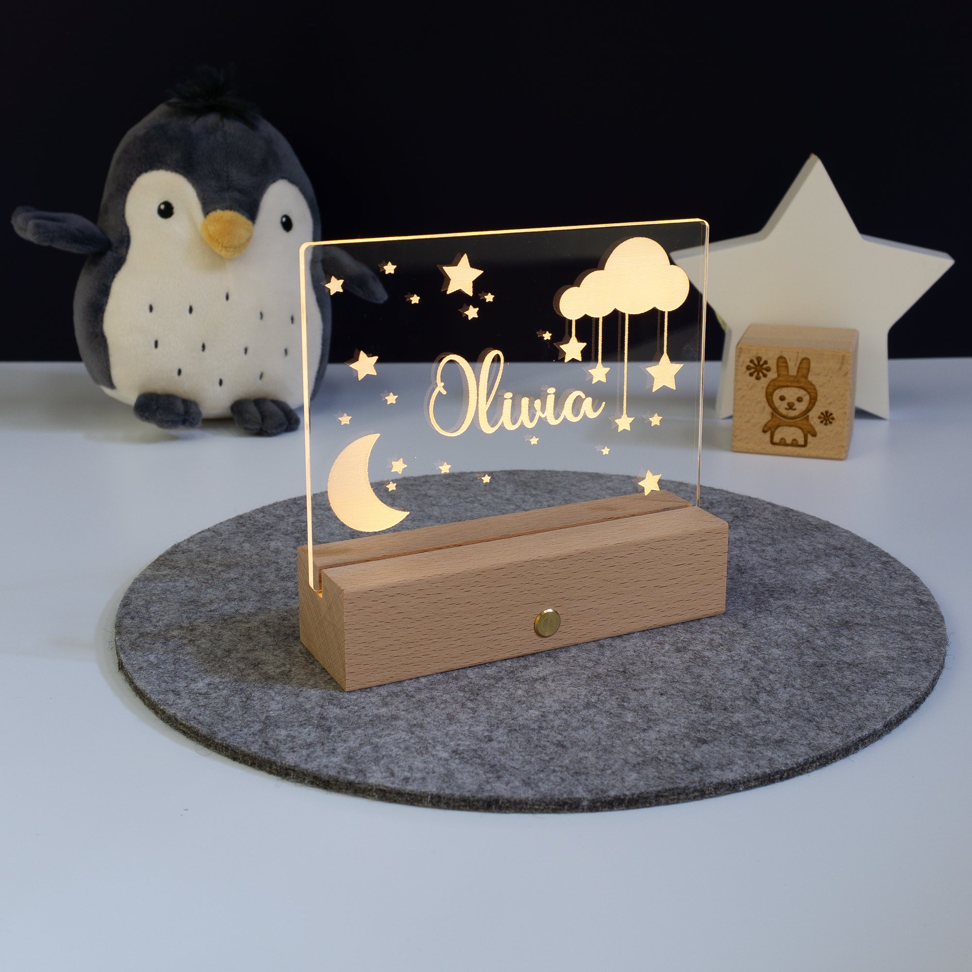 Personalised moon and star night light