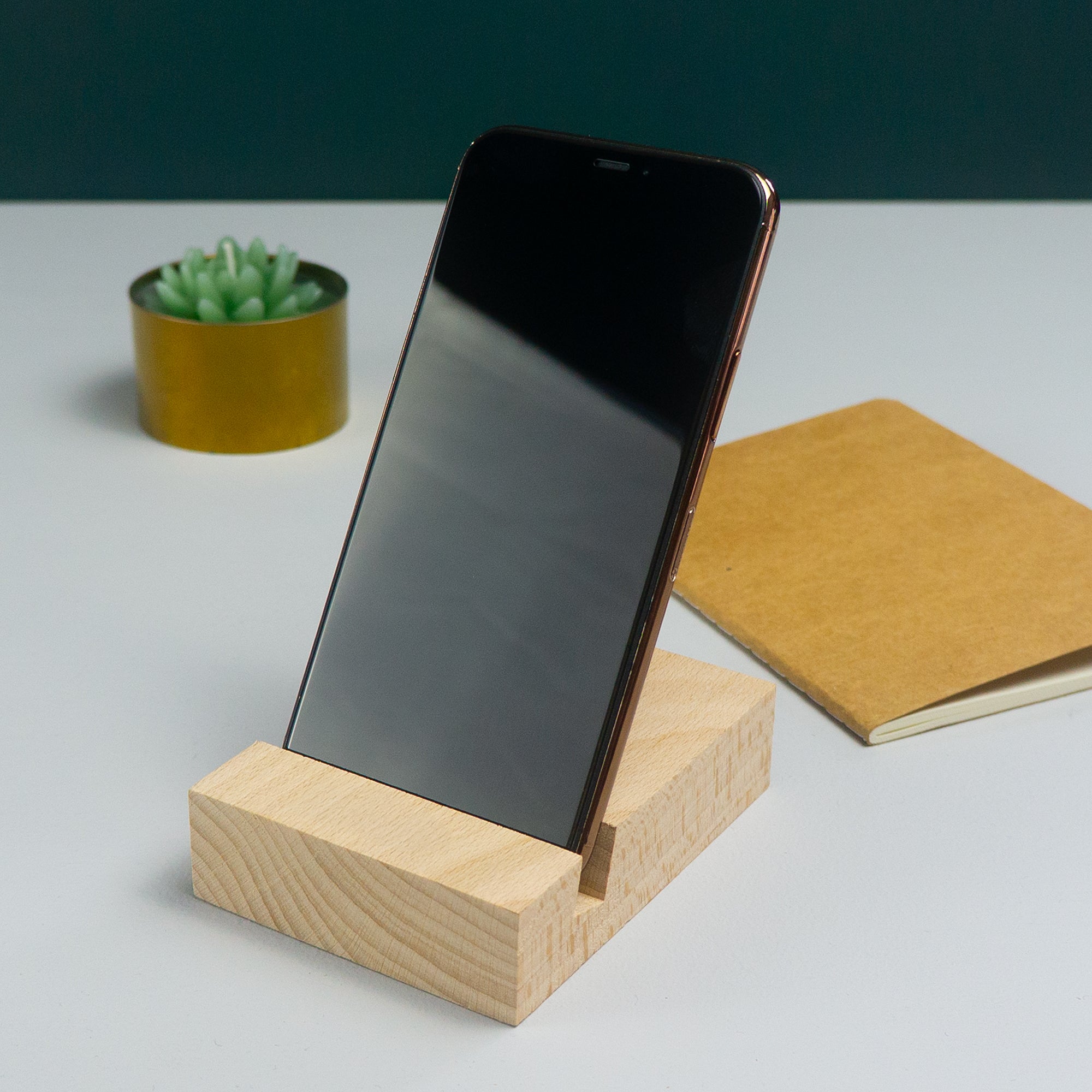Personalised 21st birthday gift. Wooden smart phone holder cradle