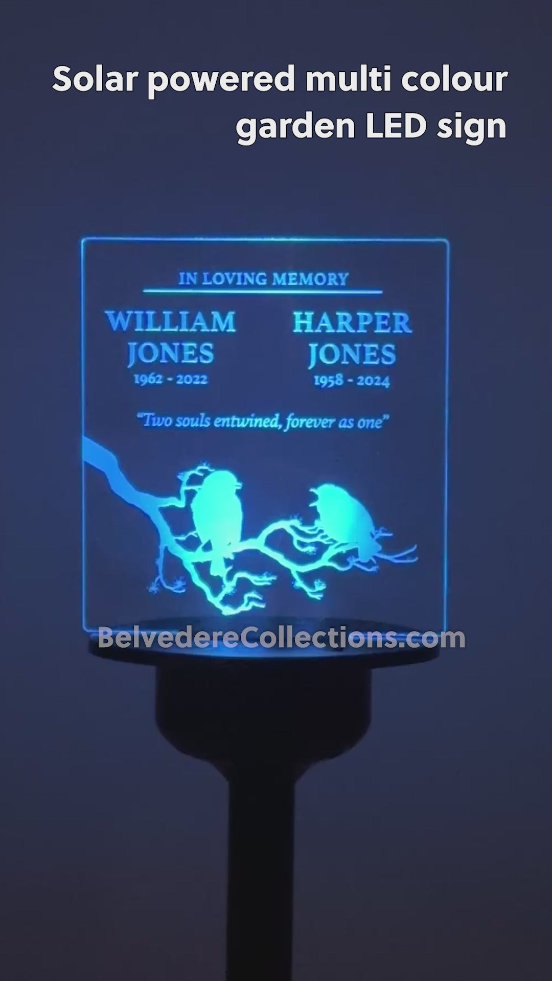 Custom made remembrance gift for couples parents Light up LED garden cemetery name plaque