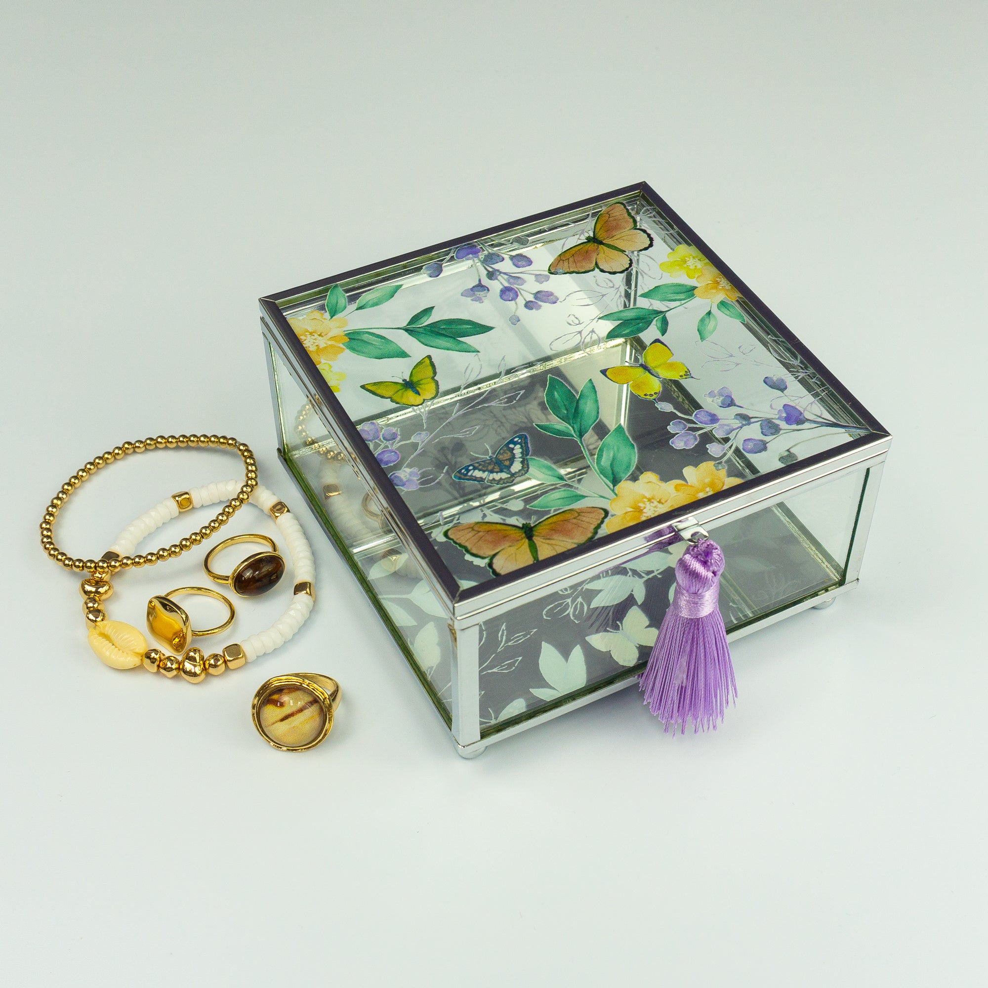 Personalised square glass trinket box