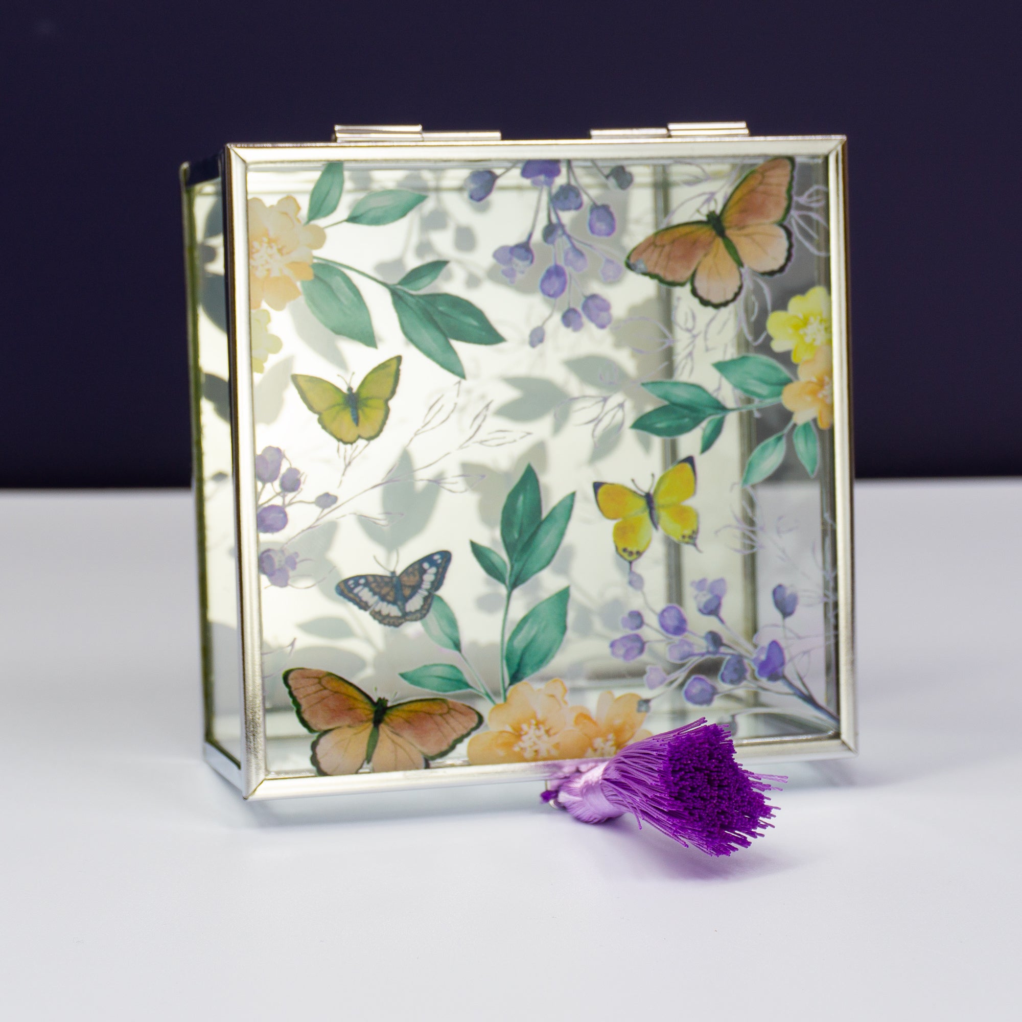 Personalised square glass trinket box