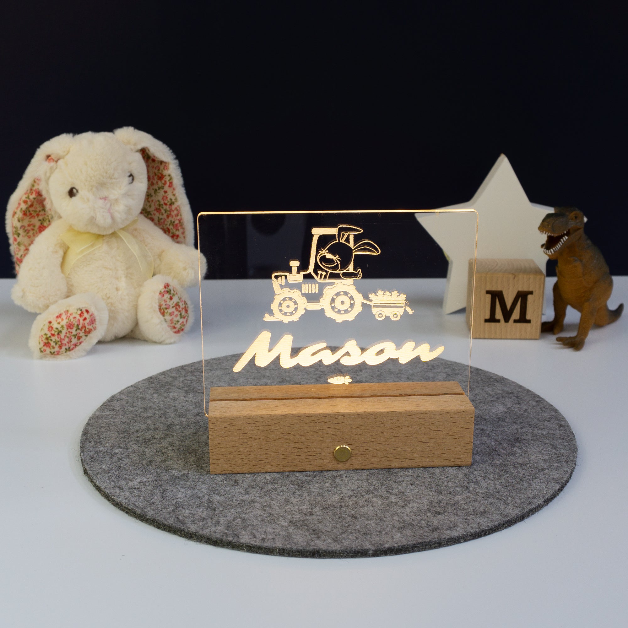 Personalised farmer tractor LED name sign