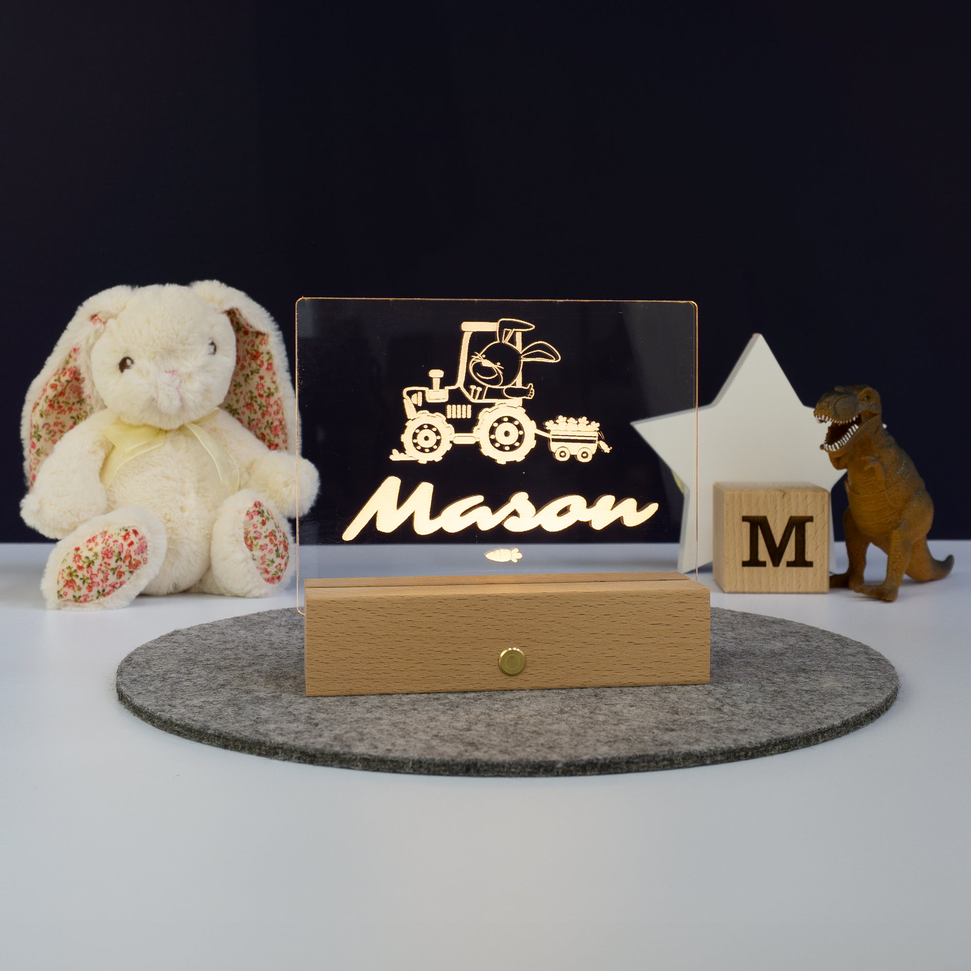 Personalised farmer tractor LED name sign