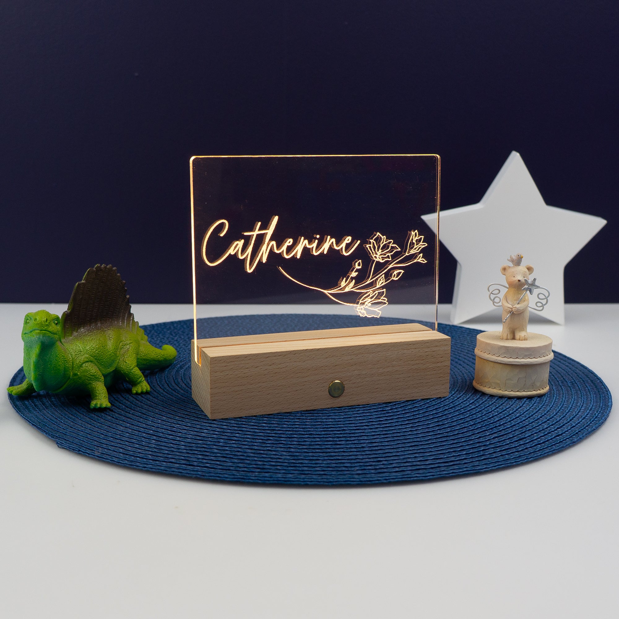 Custom bedroom name plaque. Light up LED shelf decoration