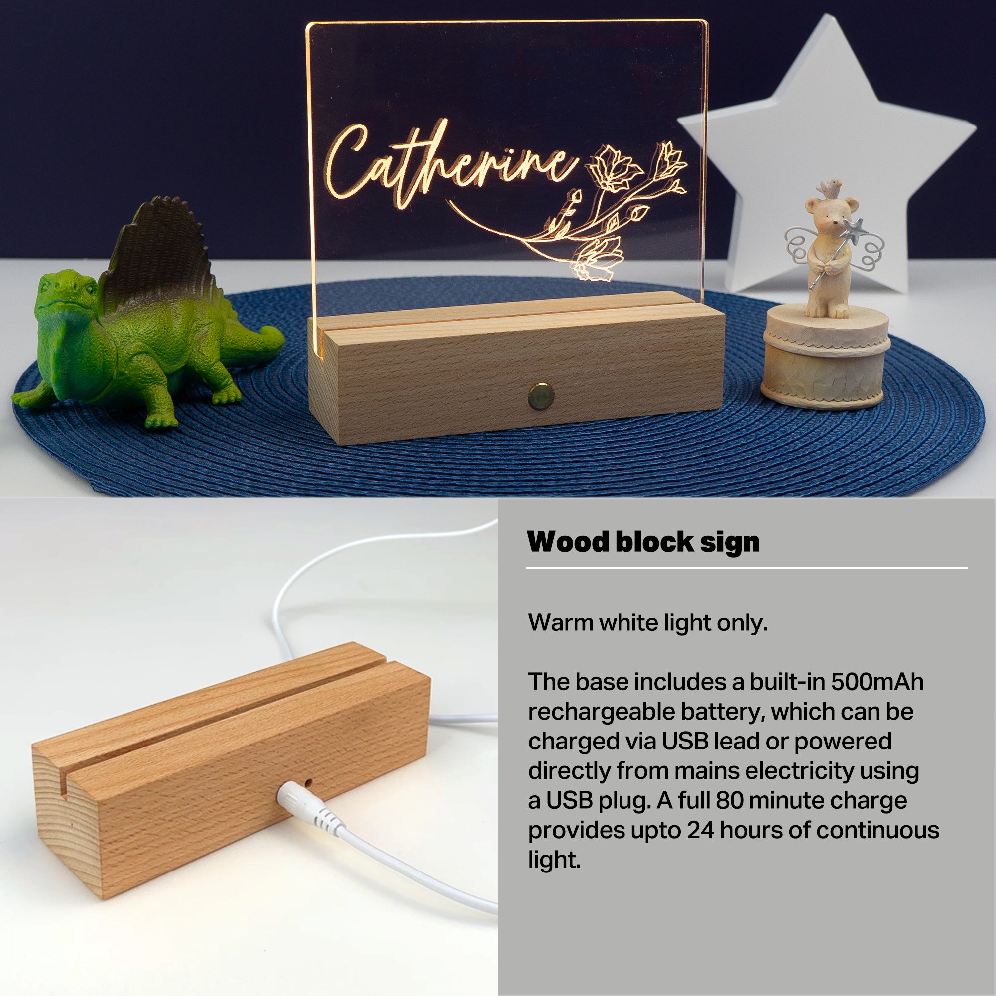 Custom bedroom name plaque. Light up LED shelf decoration