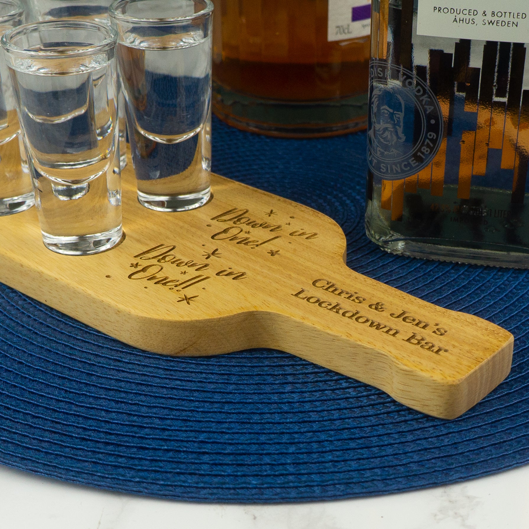 Shot board and glasses