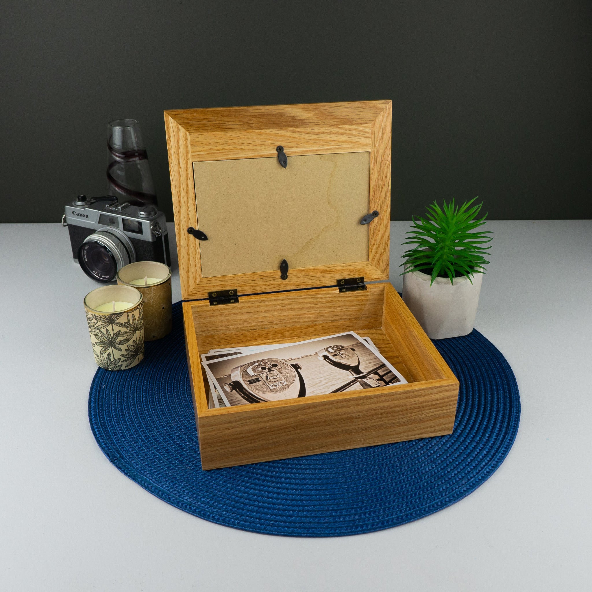 Personalised wooden photo box for couples