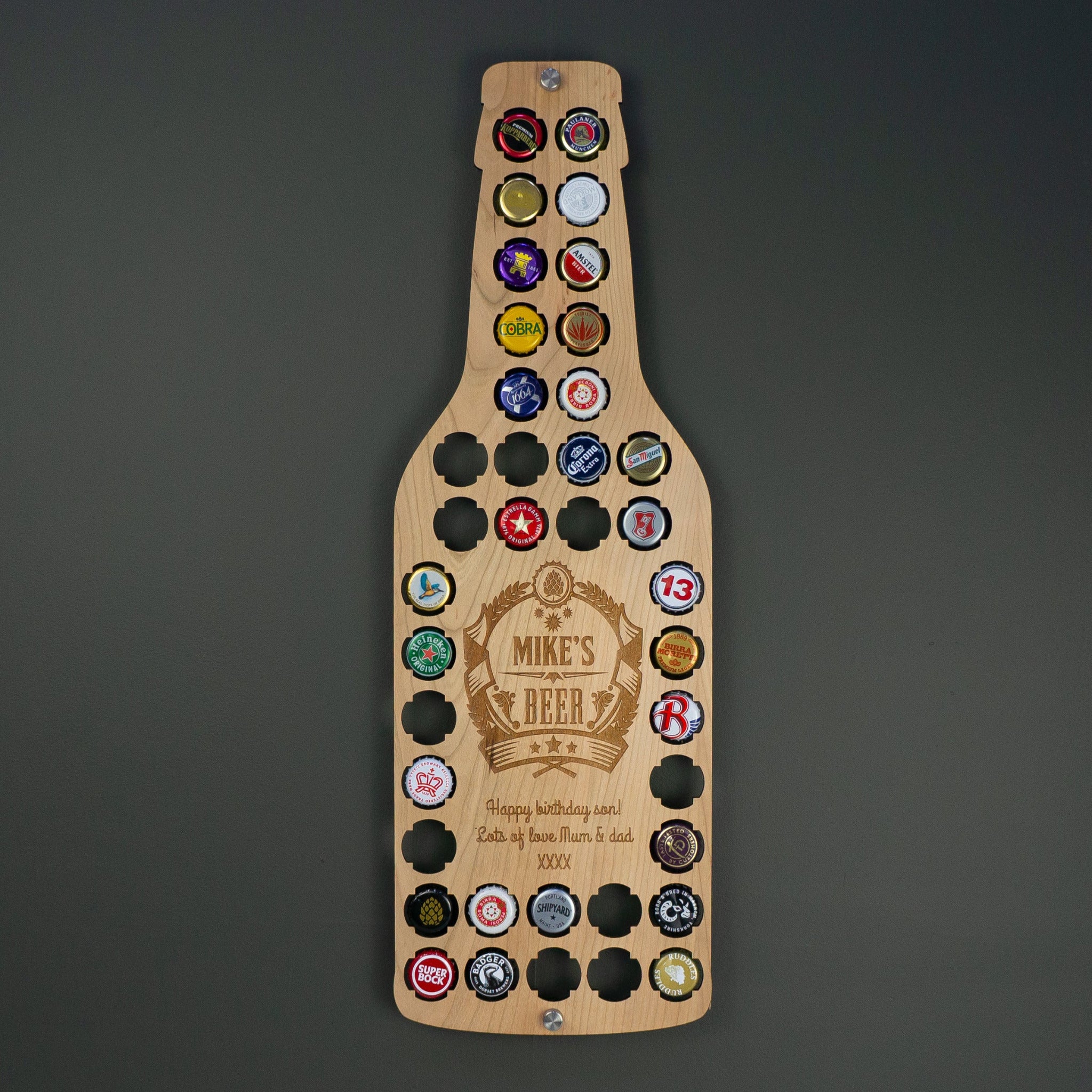 Beer bottle cap display board