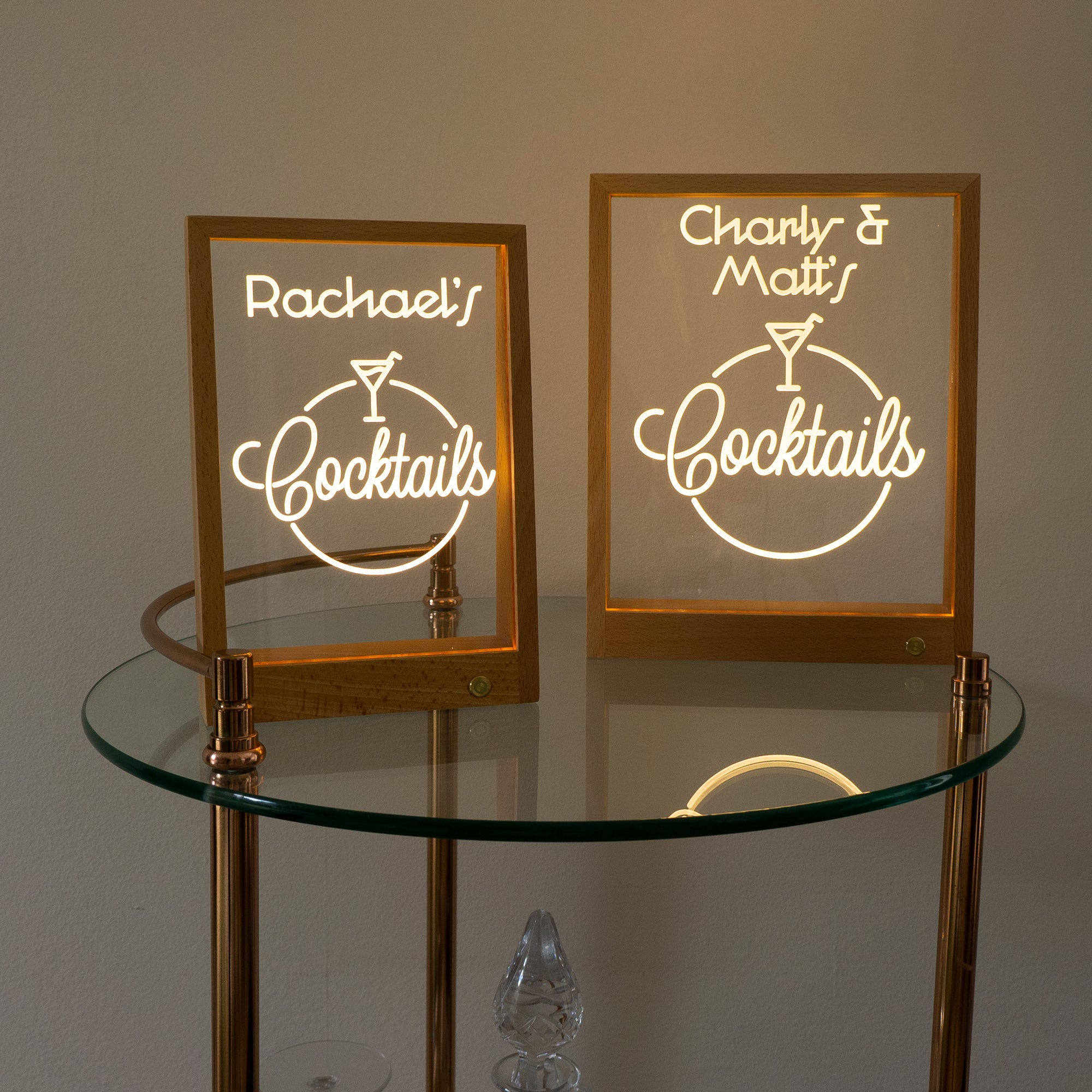 Wireless personalised Cocktail bar bar light up sign.