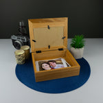 Oak photo memory box for couples